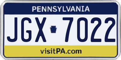 PA license plate JGX7022