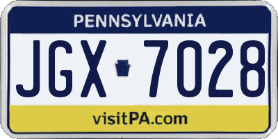 PA license plate JGX7028