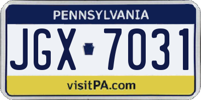 PA license plate JGX7031