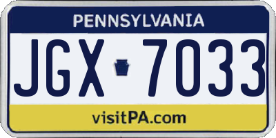 PA license plate JGX7033