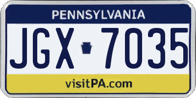 PA license plate JGX7035
