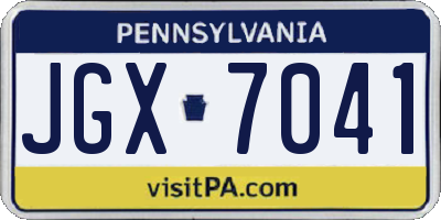 PA license plate JGX7041