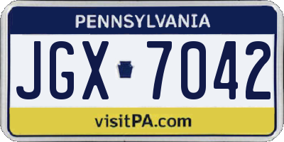 PA license plate JGX7042