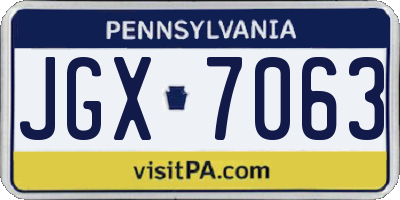 PA license plate JGX7063