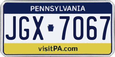 PA license plate JGX7067