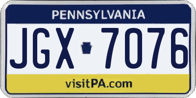 PA license plate JGX7076