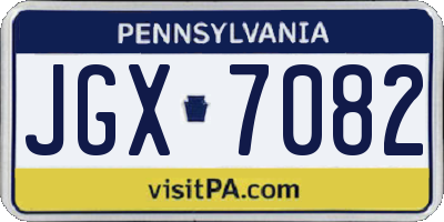PA license plate JGX7082