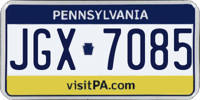 PA license plate JGX7085