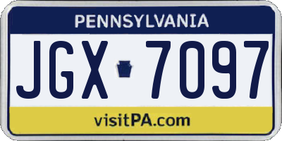 PA license plate JGX7097