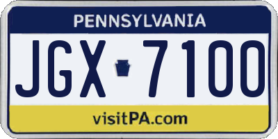 PA license plate JGX7100