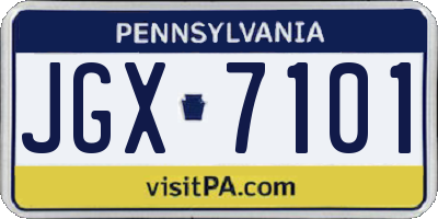PA license plate JGX7101