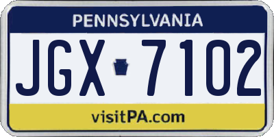 PA license plate JGX7102