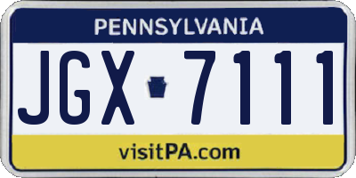 PA license plate JGX7111