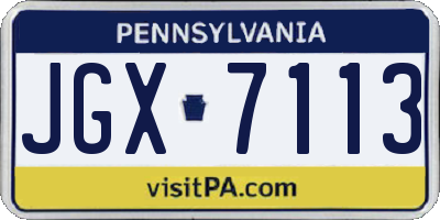 PA license plate JGX7113