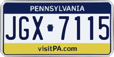 PA license plate JGX7115