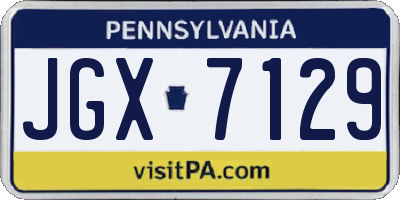 PA license plate JGX7129