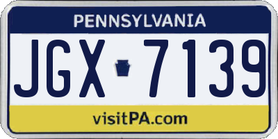 PA license plate JGX7139