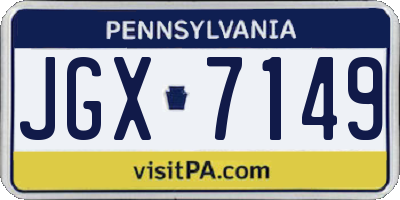 PA license plate JGX7149