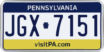 PA license plate JGX7151