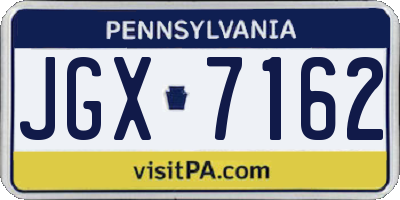 PA license plate JGX7162
