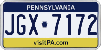PA license plate JGX7172