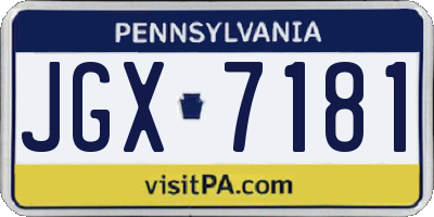 PA license plate JGX7181