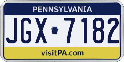 PA license plate JGX7182
