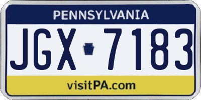 PA license plate JGX7183