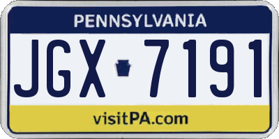 PA license plate JGX7191