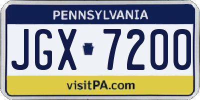 PA license plate JGX7200