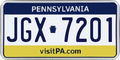 PA license plate JGX7201