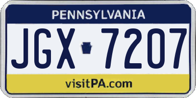 PA license plate JGX7207