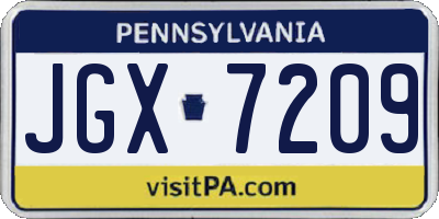 PA license plate JGX7209