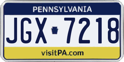 PA license plate JGX7218