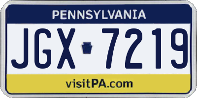 PA license plate JGX7219