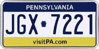 PA license plate JGX7221