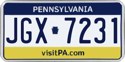 PA license plate JGX7231