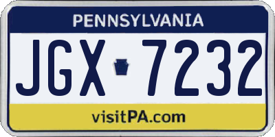 PA license plate JGX7232