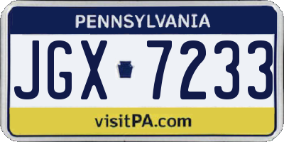 PA license plate JGX7233