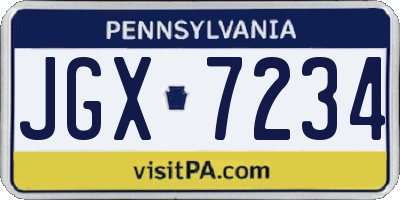 PA license plate JGX7234