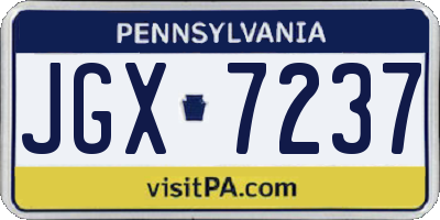 PA license plate JGX7237