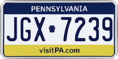 PA license plate JGX7239