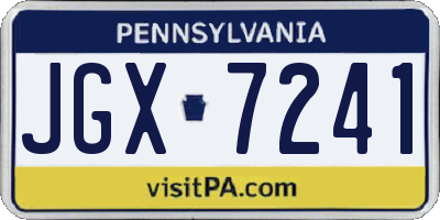 PA license plate JGX7241