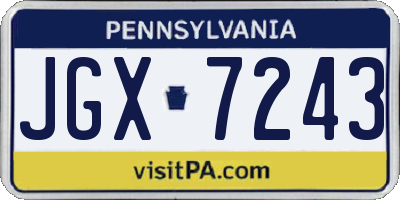 PA license plate JGX7243