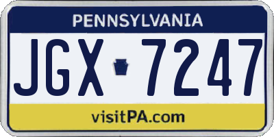 PA license plate JGX7247