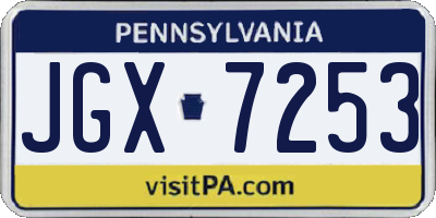 PA license plate JGX7253