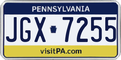 PA license plate JGX7255