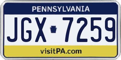 PA license plate JGX7259