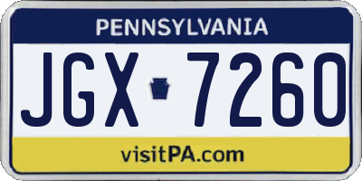 PA license plate JGX7260