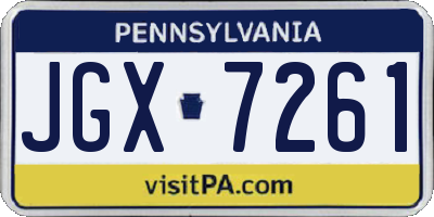 PA license plate JGX7261